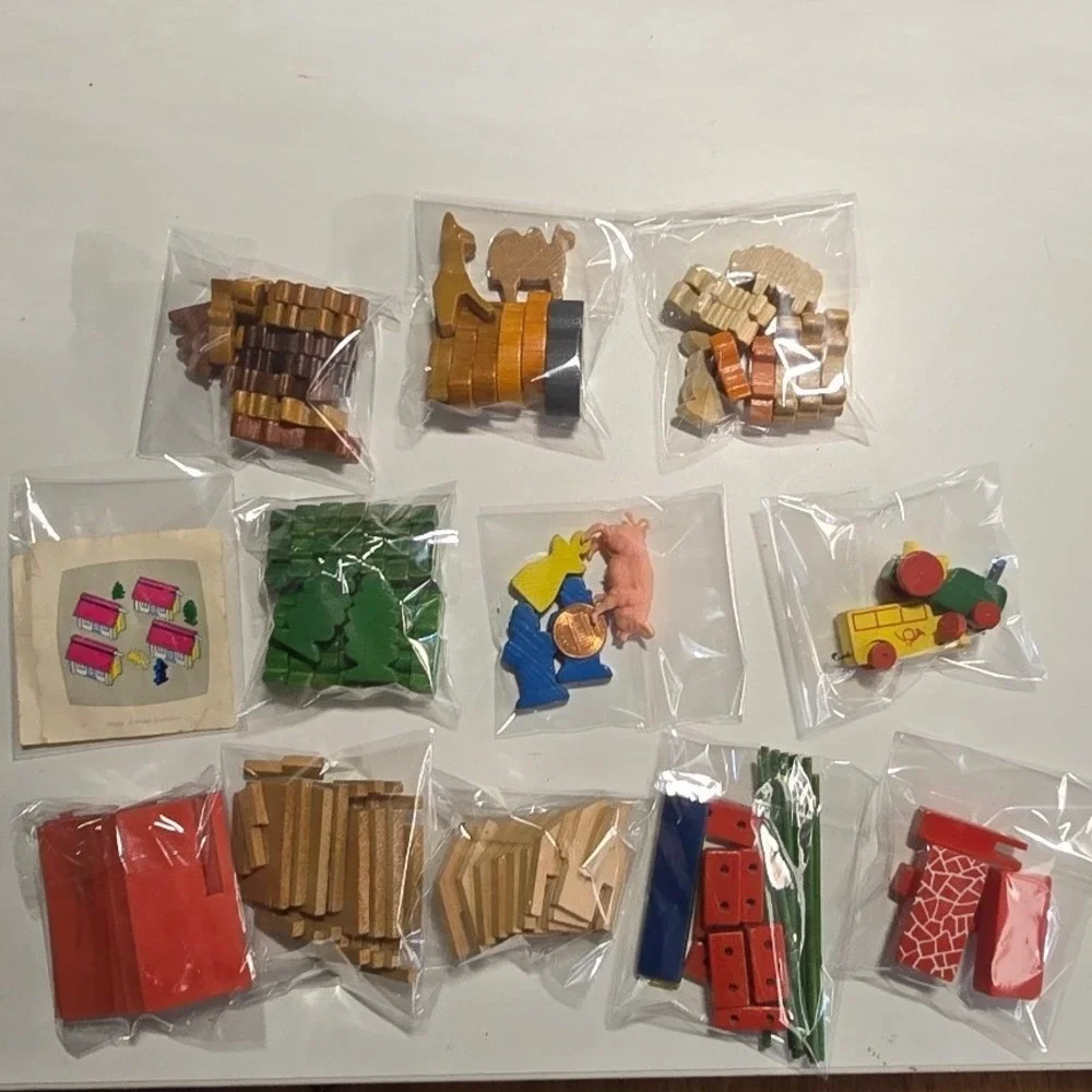 Vintage Lorenz Spiel Welt West Germany wood zoo farm toy building‎ blocks play
